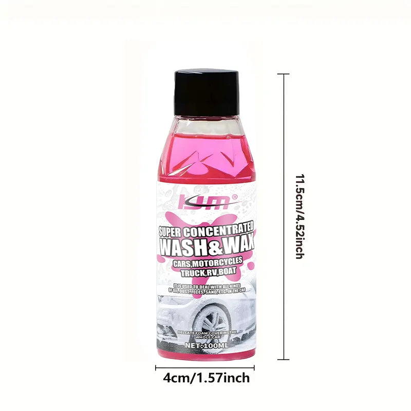 KJM New Universal Car Wash Soap 100ml - Super Concentrated, High-Foaming, Wax Infused, Neutral pH Cleaner for All Vehicles