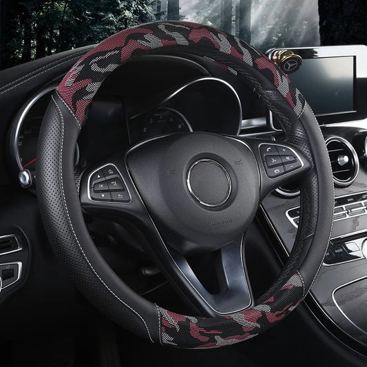 3D Camouflage Print Steering Wheel Cover Durable Leather Cover with Anti-Slip Lining, Fit for 14.5"-14.8"