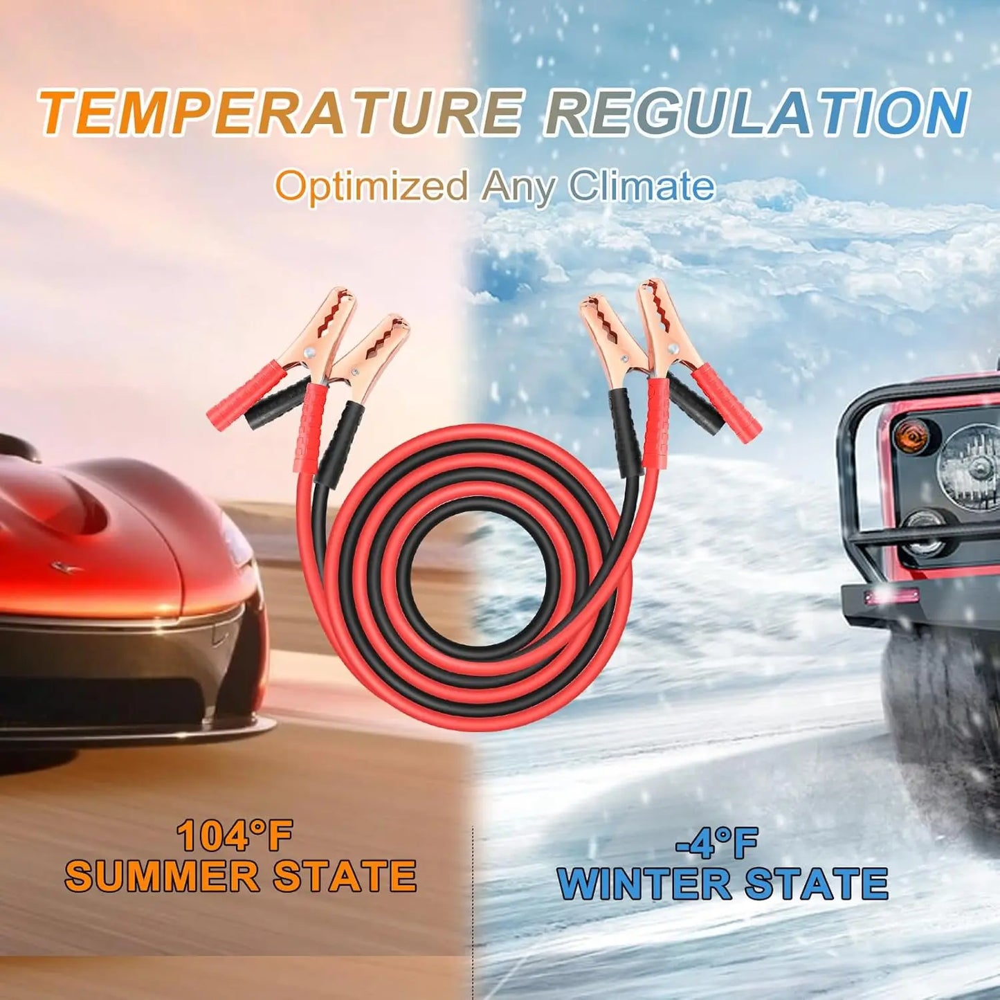 Jumper Cables for Car Battery, Heavy Duty Automotive Booster Cables for Jump Starting Dead or Weak Batteries