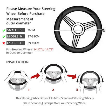 Car Steering Wheel Cover Fashion Leopard Pattern Non-Slip 38 cm Wheel Covers Protection PU For Most Car