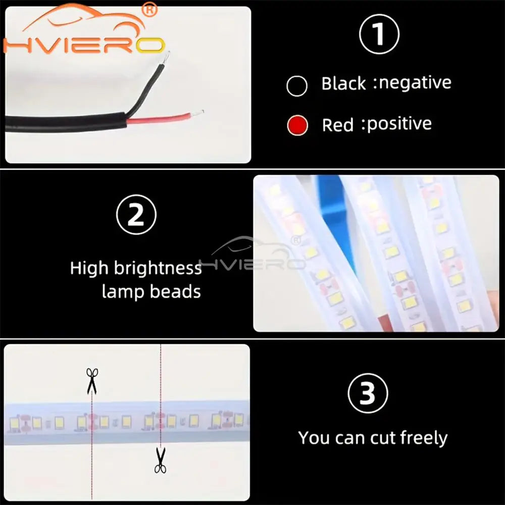 Car LED Lights Bar 59in 12V Hood Lamping Start Scanning Universal Flexible Auto Decorative Atmospheric Dynamic Bulb Accessories