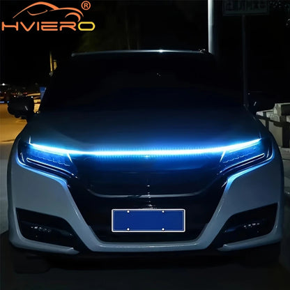 Car LED Lights Bar 59in 12V Hood Lamping Start Scanning Universal Flexible Auto Decorative Atmospheric Dynamic Bulb Accessories