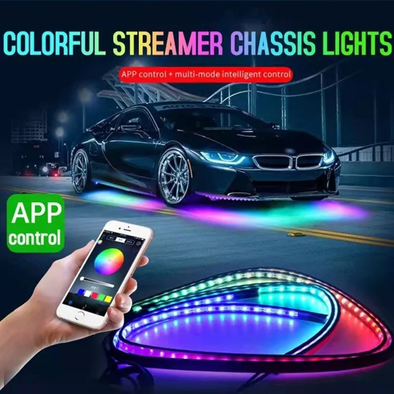 Underglow Car Lights 4pcs RGBIC Smart LED Lights For Cars App Control  Neon Accent Strip Lights For SUVs Trucks DC 12-24V