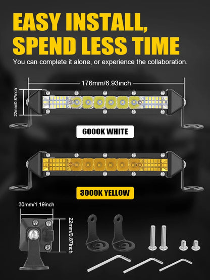 Led Bar for Car 4x4 Off Road Truck Driving Lights 12V 24V Fog Work Light 7 inch Single Row Lightbar UTV ATV SUV Boat Tractor