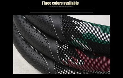 3D Camouflage Print Steering Wheel Cover  Durable Leather Cover with Anti-Slip Lining, Fit for 14.5"-14.8"