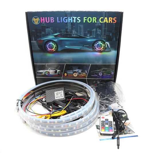 4pcs 15.5" Wheel Lights for Truck/Car/ATV/UTV Dream Color Chasing Dancing Flow Brightest Led Rim Wheel Ring Lights W/Turn Signal