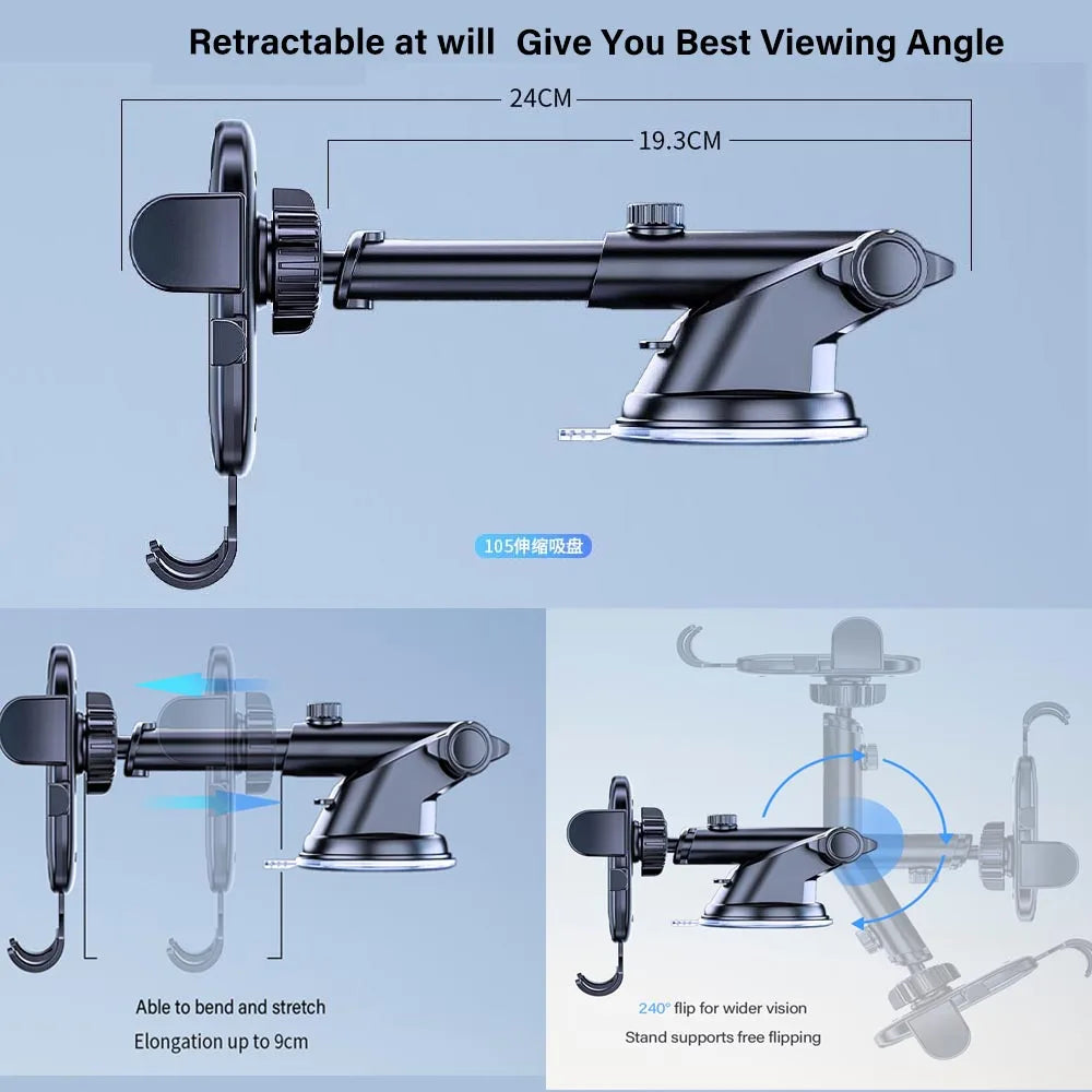 Car Phone Holder Cell Phone Mount for Car Dashboard Windshield Automobile Cradles Dash Stand Bracket for iPhone 14 13 12 Android