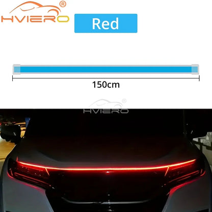 Car LED Lights Bar 59in 12V Hood Lamping Start Scanning Universal Flexible Auto Decorative Atmospheric Dynamic Bulb Accessories