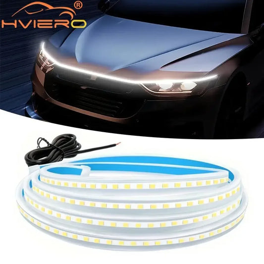 Car LED Lights Bar 59in 12V Hood Lamping Start Scanning Universal Flexible Auto Decorative Atmospheric Dynamic Bulb Accessories