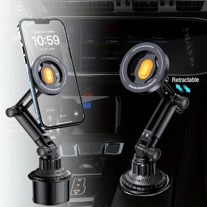 Magnetic Phone Holder Installation of Water Cup in Car for Magsafe IPhone 16 15 14 13 12 Samusng Xiaomi 360° Rotation Cell Mount