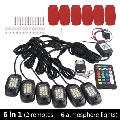 RGB Car Underglow Light LED Rock Light Multicolor Neon Bluetooth With RF APP Remote Controller For OffRoad Car Truck SUV ATV UTV