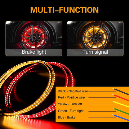 4pcs Magic Colourful Car Wheel Led Hub Light Auto SUV Ambient Styling Lamp with turn signal Brake Function APP Remote Sense 12V