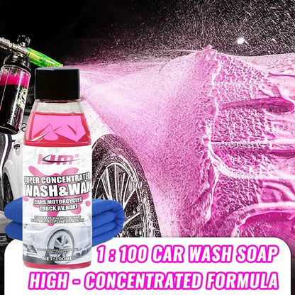 KJM New Universal Car Wash Soap 100ml - Super Concentrated, High-Foaming, Wax Infused, Neutral pH Cleaner for All Vehicles