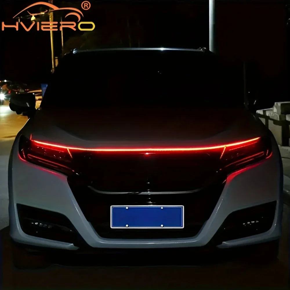 Car LED Lights Bar 59in 12V Hood Lamping Start Scanning Universal Flexible Auto Decorative Atmospheric Dynamic Bulb Accessories