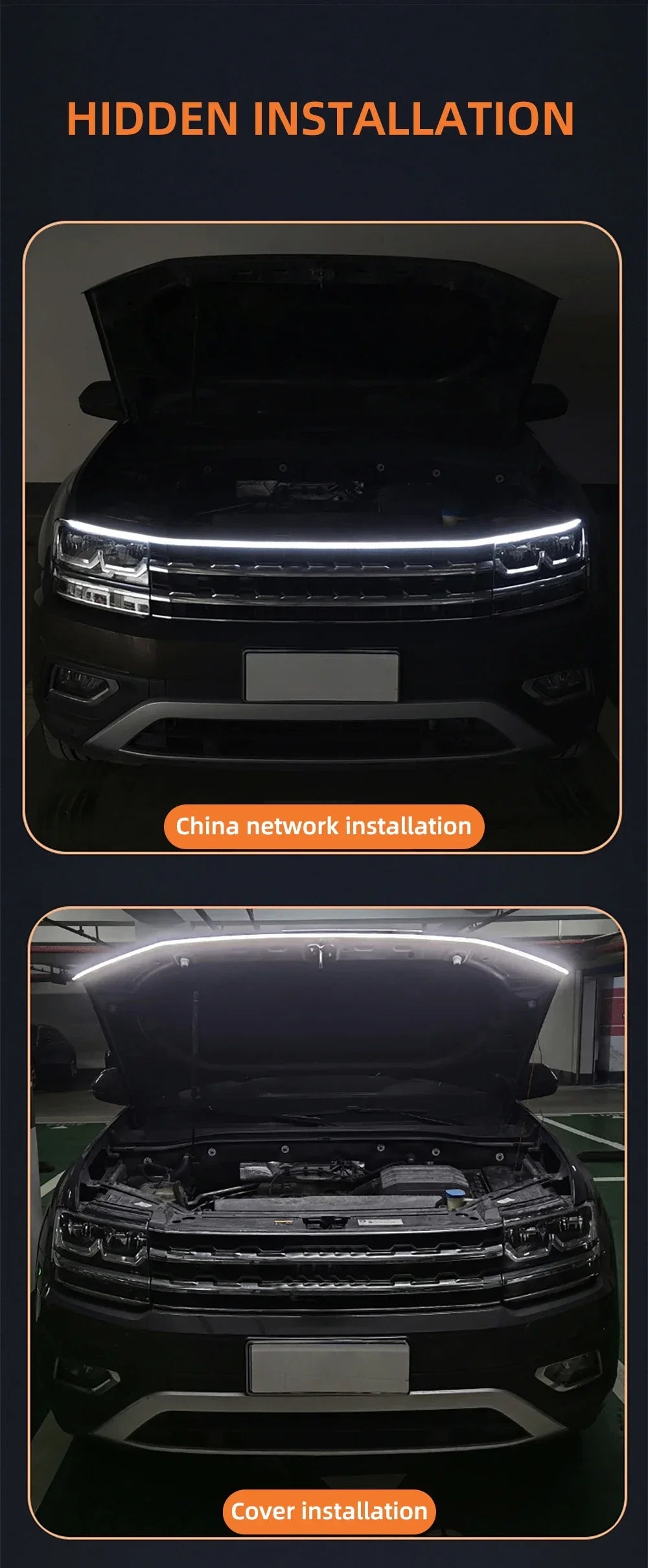 12V 120CM Car LED Daytime Running Light Bar Car Hood Light Bar Car Hood Trim Cover Light Bar Car Hood Ambient Light