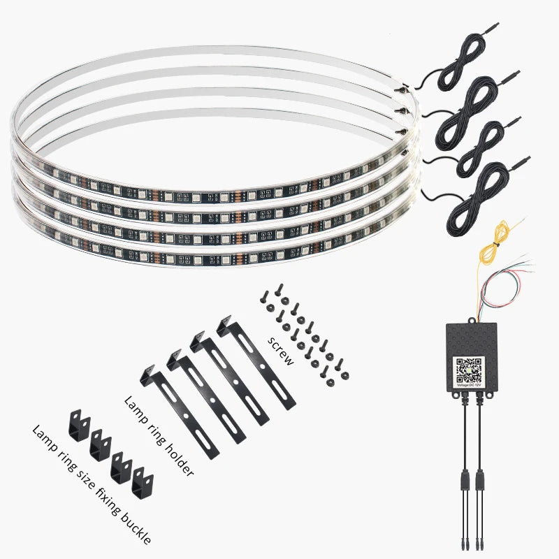 4pcs 15.5" Wheel Lights for Truck/Car/ATV/UTV Dream Color Chasing Dancing Flow Brightest Led Rim Wheel Ring Lights W/Turn Signal