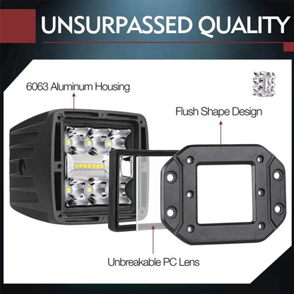 Car LED Work Light Flush Mount Bar OffRoad 12V 24V Spot Flood LED Light Bar LED Daytime Running Lights Car Tuning Accessories