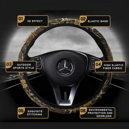 Camouflage Steering Wheel Covers Universal Anti-slip Stretchy D Round Shape 38CM Protective Cover Car Interior Accessories