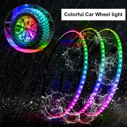 4pcs Magic Colourful Car Wheel Led Hub Light Auto SUV Ambient Styling Lamp with turn signal Brake Function APP Remote Sense 12V