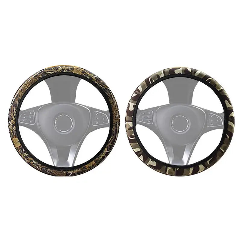 Camouflage Steering Wheel Covers Universal Anti-slip Stretchy D Round Shape 38CM Protective Cover Car Interior Accessories
