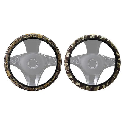 Camouflage Steering Wheel Covers Universal Anti-slip Stretchy D Round Shape 38CM Protective Cover Car Interior Accessories