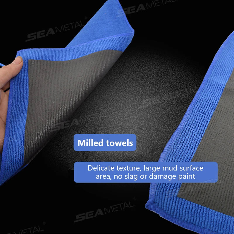 SEAMETAL Car Detailing Cleaning Towel Magic Clay Cloth Absorbent Rag with Blue Clay Bar Towel Deeply Remove Stains Washing Tool