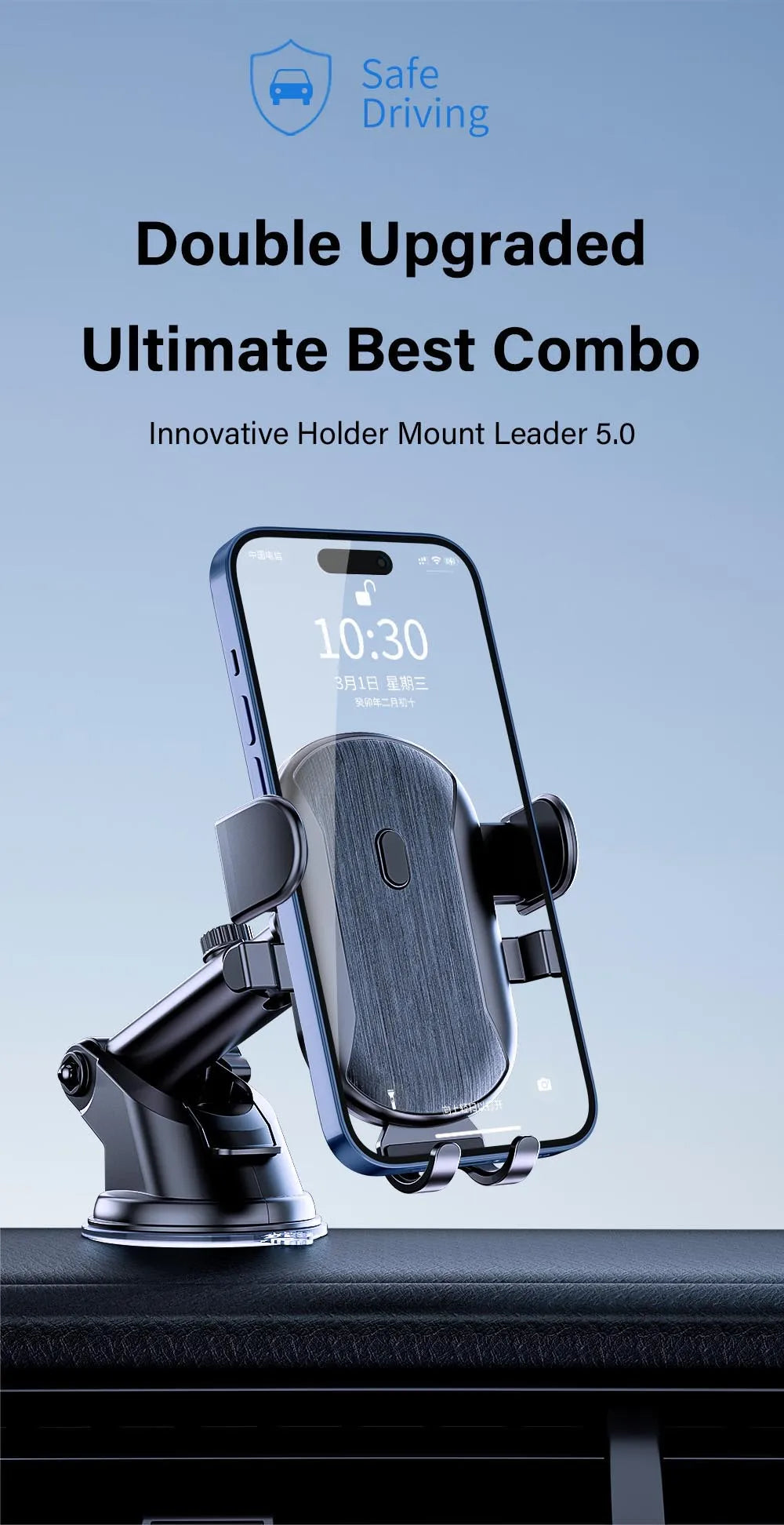 Car Phone Holder Cell Phone Mount for Car Dashboard Windshield Automobile Cradles Dash Stand Bracket for iPhone 14 13 12 Android