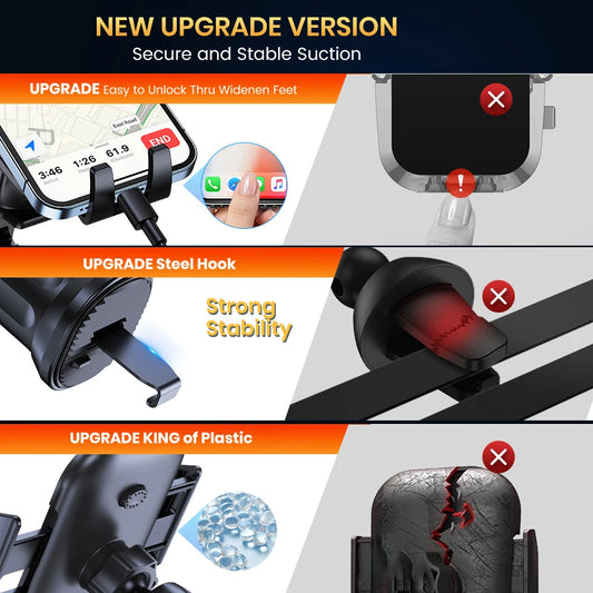 Car Phone Holder Mount,TOPK Upgrade Auto Locking Universal Phone Stand Holder with Hook Clip for Car Air Vent for iPhone Samsun