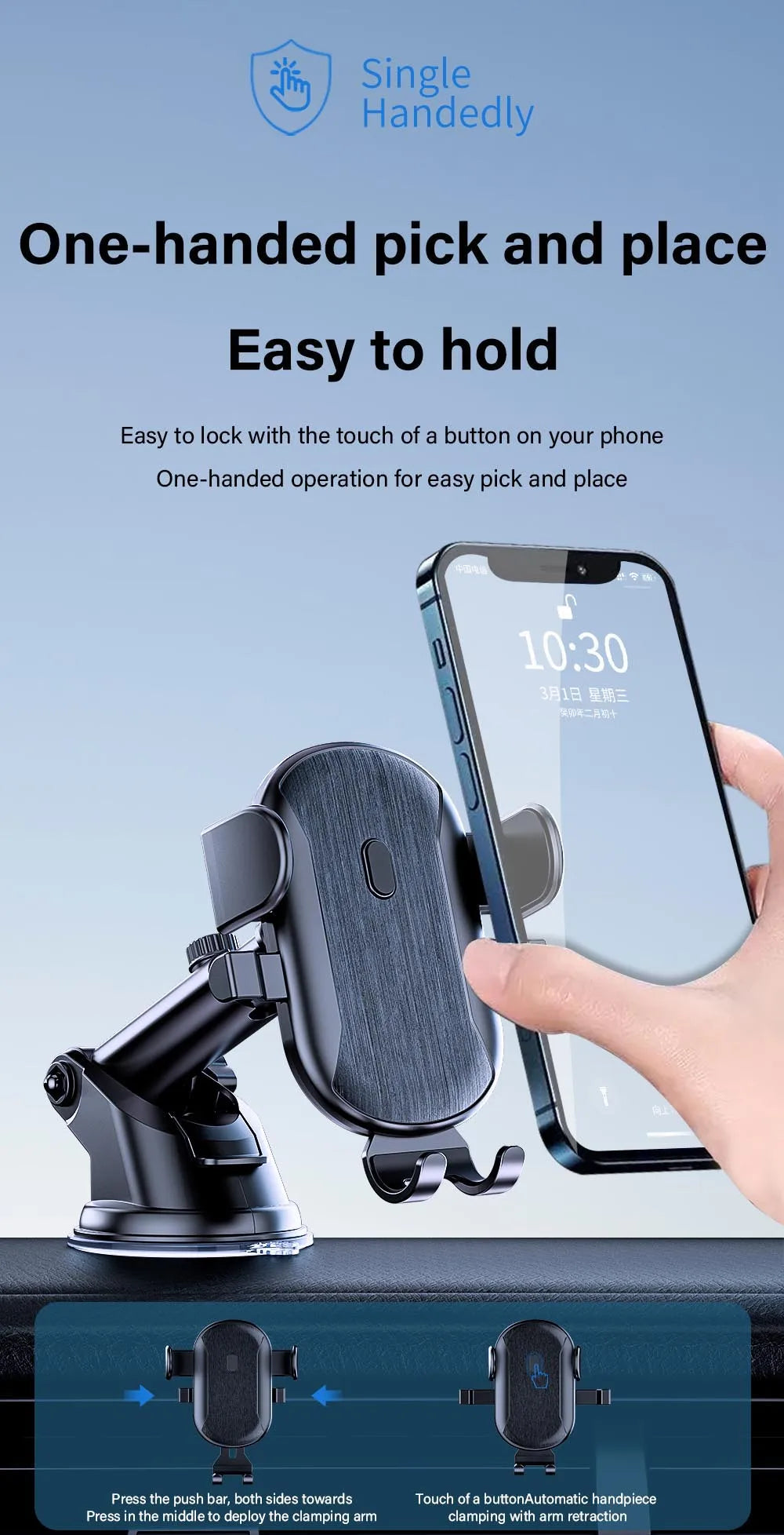 Car Phone Holder Cell Phone Mount for Car Dashboard Windshield Automobile Cradles Dash Stand Bracket for iPhone 14 13 12 Android