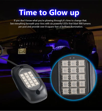 RGB Car Underglow Light LED Rock Light Multicolor Neon Bluetooth With RF APP Remote Controller For OffRoad Car Truck SUV ATV UTV