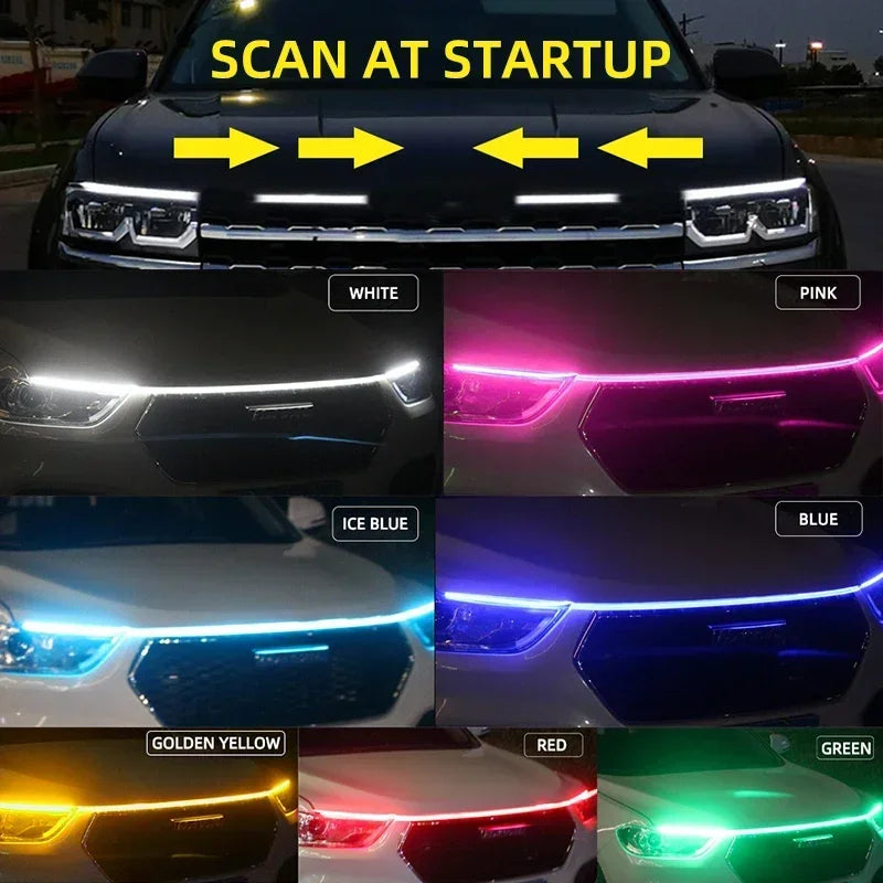 12V 120CM Car LED Daytime Running Light Bar Car Hood Light Bar Car Hood Trim Cover Light Bar Car Hood Ambient Light