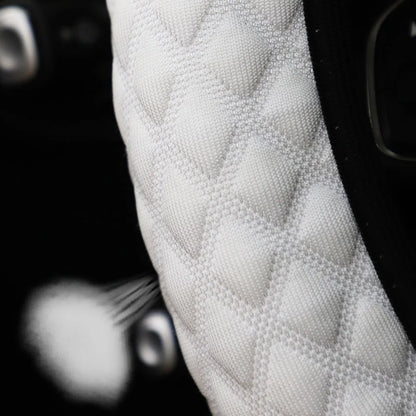 Car Steering Wheel Cover Ice Silk Breathable Comfortable Check Fabric 14.5-15 Inch Diameter Driving Wheel Cover