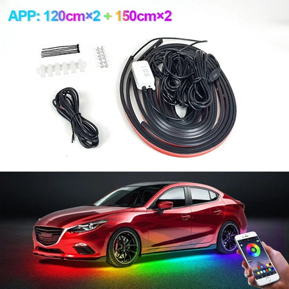 Car Underglow Neon LED Lights for Chassis Strip Light Under Car floor Lighting Auto Atmosphere Lamp Underlights RGB Colorful