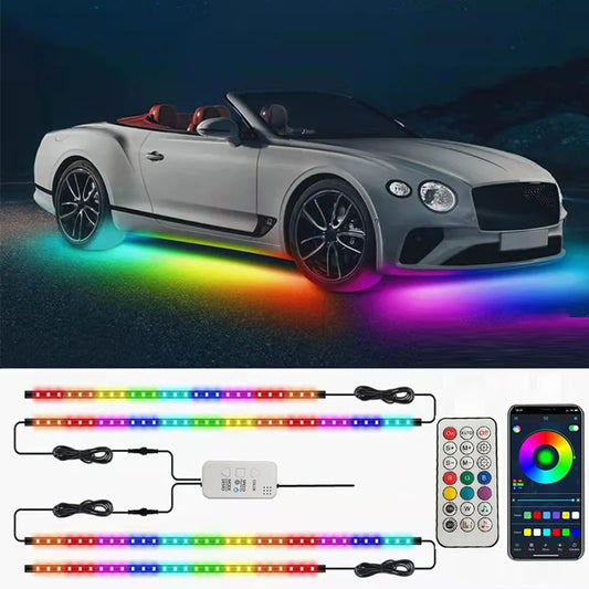 Underglow Car Lights 4pcs RGBIC Smart LED Lights For Cars App Control  Neon Accent Strip Lights For SUVs Trucks DC 12-24V