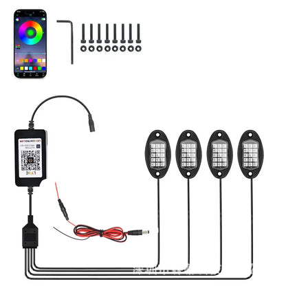 Car Underglow Chassis Lights Multicolor Wireless Control RGB Waterproof Durable Off-Road Fit Trucks Jeeps SUVs LED Rock Lights