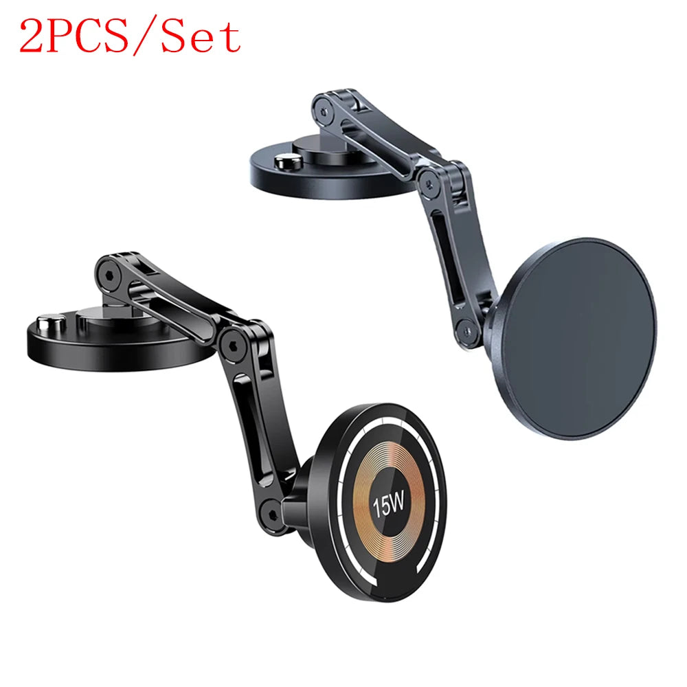 15W Magnetic Car Phone Holder Mount Wireless Charger Rotation Magnetic Car Phone Stand Fast Charging for IPhone 16 15 14 13 12