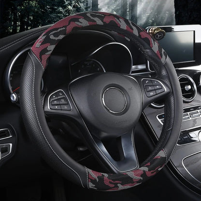 3D Camouflage Print Steering Wheel Cover  Durable Leather Cover with Anti-Slip Lining, Fit for 14.5"-14.8"