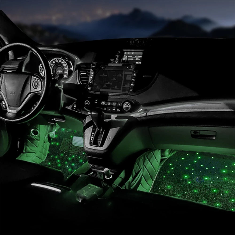 Star Light Car Floor Mats Interior Ambient Lighting LED Galaxy Light Up Car Mats Floor Carpet Starlights For Car