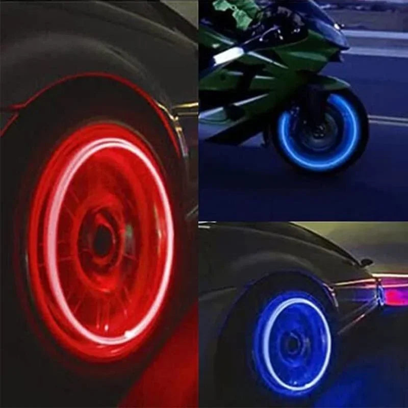 4Pcs/Set Wheel Lights Car Wheel Tire Air Valve Stem LED Light Cap Cover Auto Accessories for Bike Car Motorcycle Waterproof