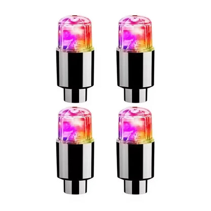 4Pcs/Set Wheel Lights Car Wheel Tire Air Valve Stem LED Light Cap Cover Auto Accessories for Bike Car Motorcycle Waterproof