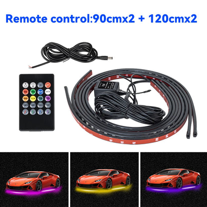 Car Underbody Light Decorative Lamp Neon LED RGB Car Underglow Bottom Light Remote/APP Control Flexible Waterproof LED Strip