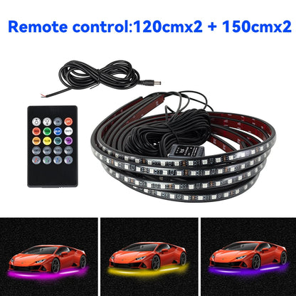 Car Underbody Light Decorative Lamp Neon LED RGB Car Underglow Bottom Light Remote/APP Control Flexible Waterproof LED Strip