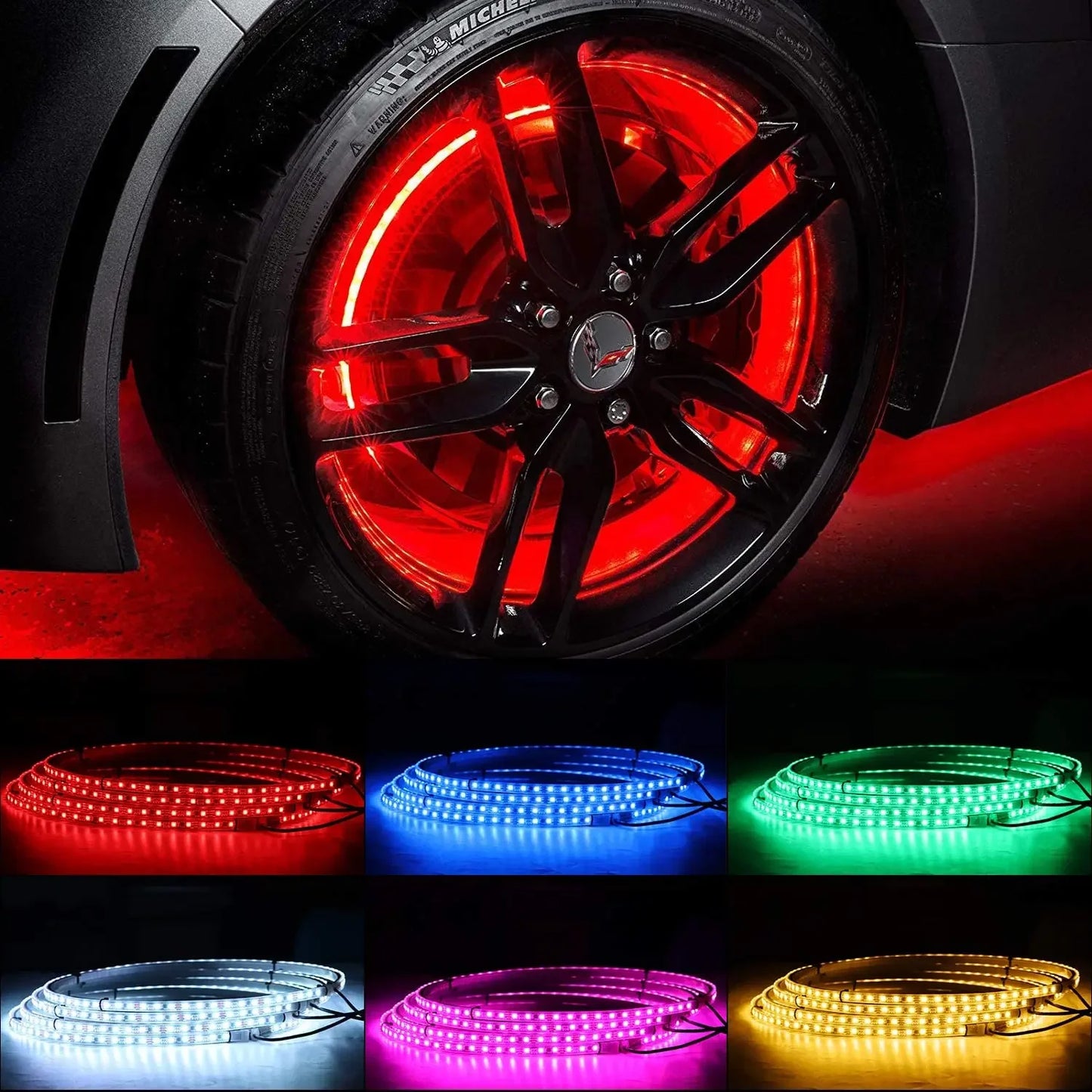 4pcs Magic Colourful Car Wheel Led Hub Light Auto SUV Ambient Styling Lamp with turn signal Brake Function APP Remote Sense 12V