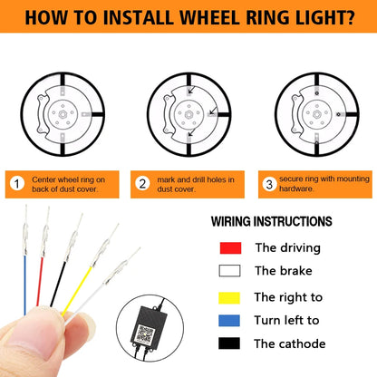 4pcs 15.5" Wheel Lights for Truck/Car/ATV/UTV Dream Color Chasing Dancing Flow Brightest Led Rim Wheel Ring Lights W/Turn Signal