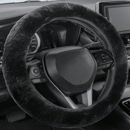 Car steering wheel cover without inner ring in winter plush warm soft comfortable non-slip elastic elastic handlebar cover