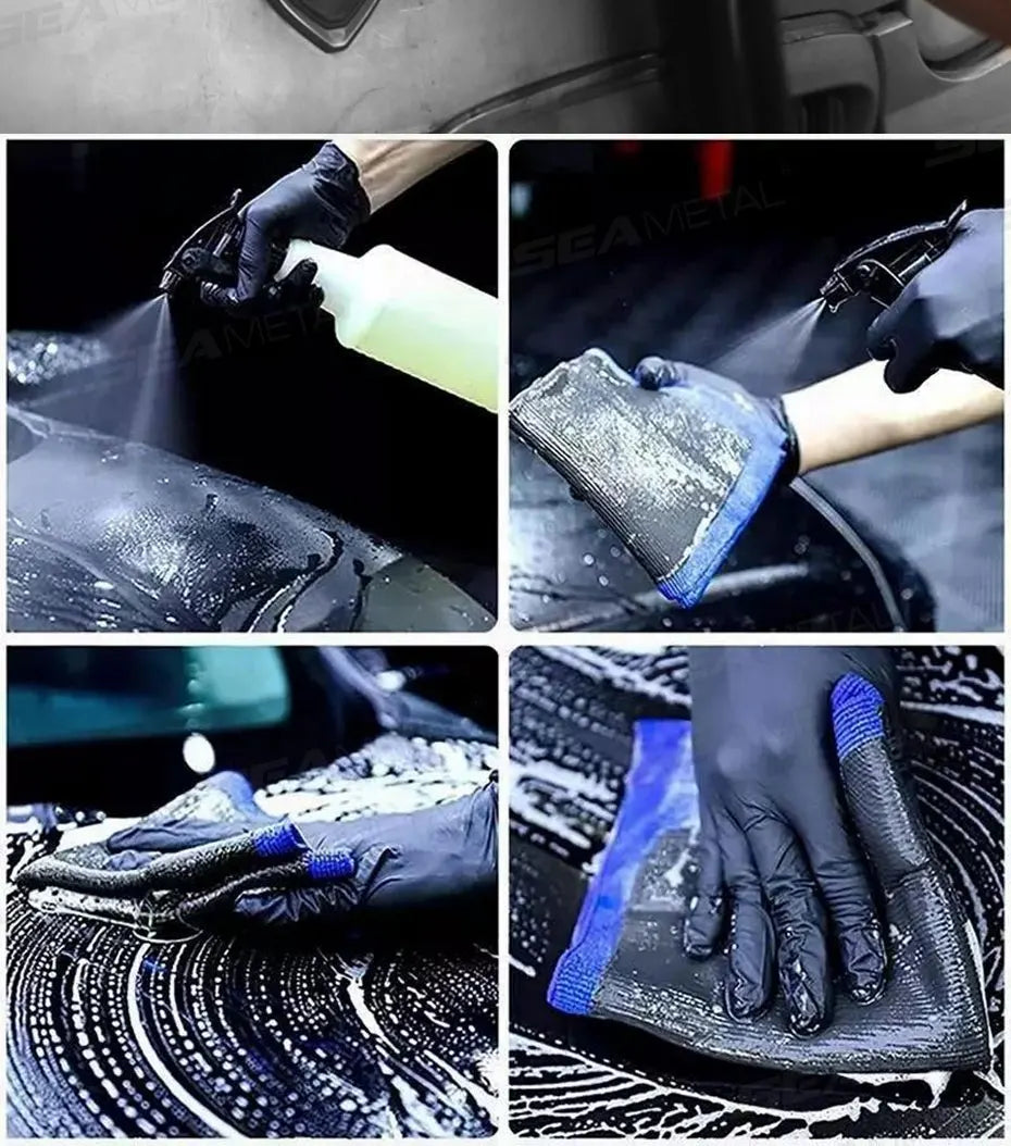 SEAMETAL Car Detailing Cleaning Towel Magic Clay Cloth Absorbent Rag with Blue Clay Bar Towel Deeply Remove Stains Washing Tool