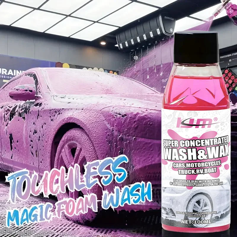 KJM New Universal Car Wash Soap 100ml - Super Concentrated, High-Foaming, Wax Infused, Neutral pH Cleaner for All Vehicles