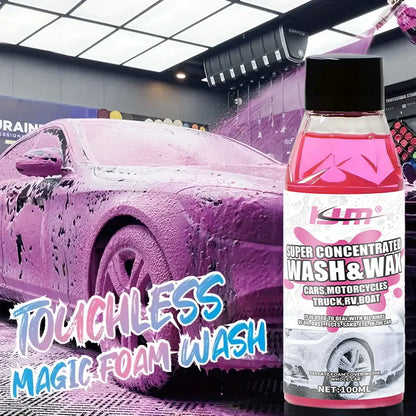 KJM New Universal Car Wash Soap 100ml - Super Concentrated, High-Foaming, Wax Infused, Neutral pH Cleaner for All Vehicles