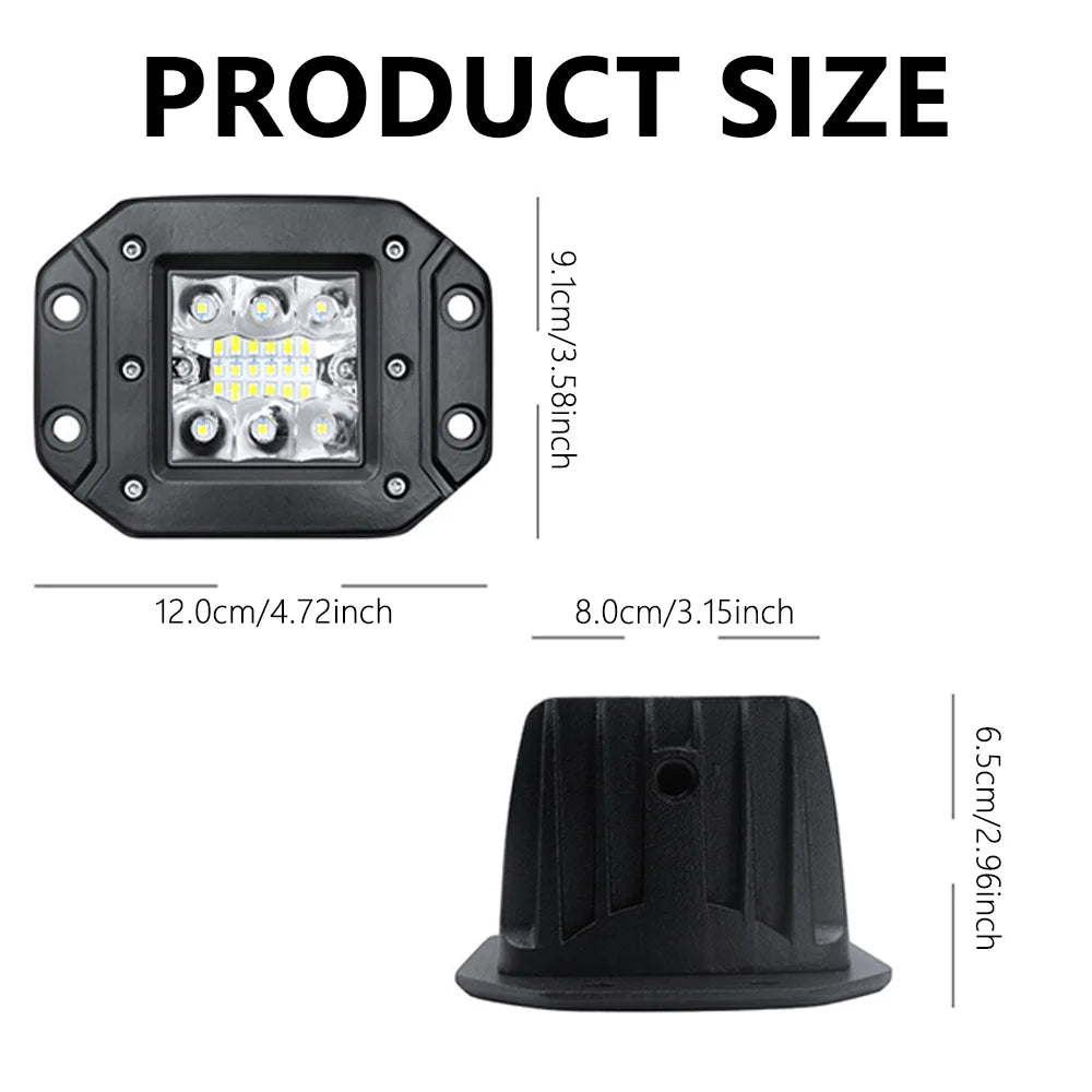 Car LED Work Light Flush Mount Bar OffRoad 12V 24V Spot Flood LED Light Bar LED Daytime Running Lights Car Tuning Accessories
