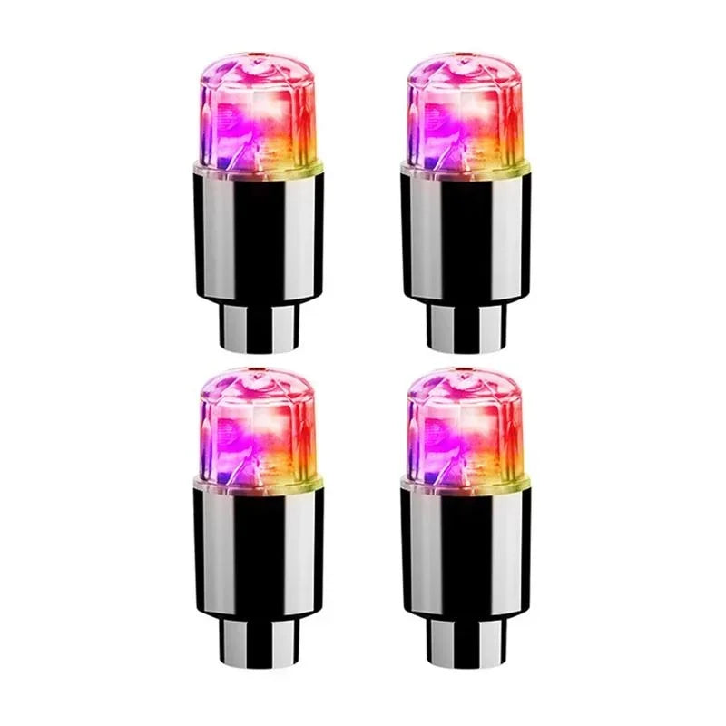 4Pcs/Set Wheel Lights Car Wheel Tire Air Valve Stem LED Light Cap Cover Auto Accessories for Bike Car Motorcycle Waterproof